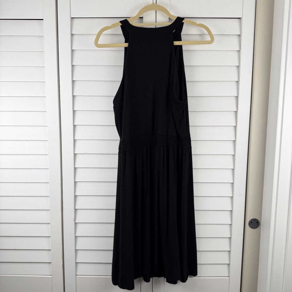 Papermoon Malorie Knit Dress XL Black Halter Keyhole Smocked Waist NEW - Picture 6 of 13